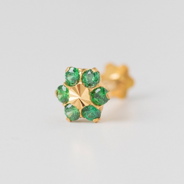 Multi Stone Gold Nose Ring