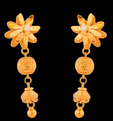 Sima floral gold dangler earrings