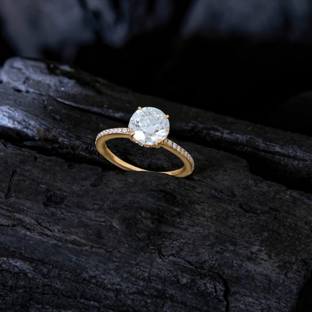Diwali Jewellery Offers On Diamond, Platinum and Solitaire 8 Solitaire Engagement Ring with Pave-Set Diamonds