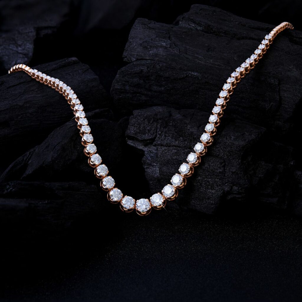 Diwali Jewellery Offers On Diamond, Platinum and Solitaire 9 Tennis Necklace with Solitaire Diamonds