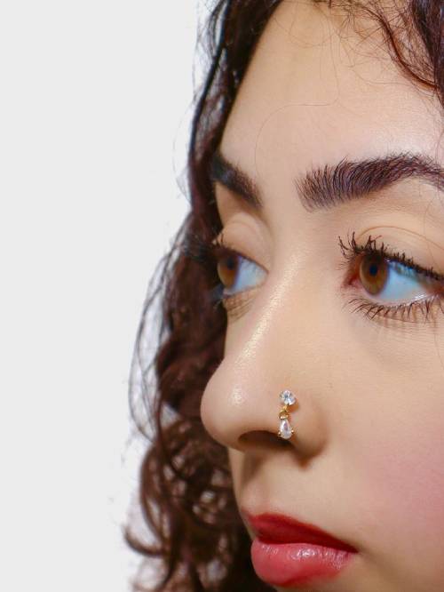 Gold Latest Nose Pin Designs for an Ethnic Touch in 2025 2 Nose Pins with Gemstone Accents