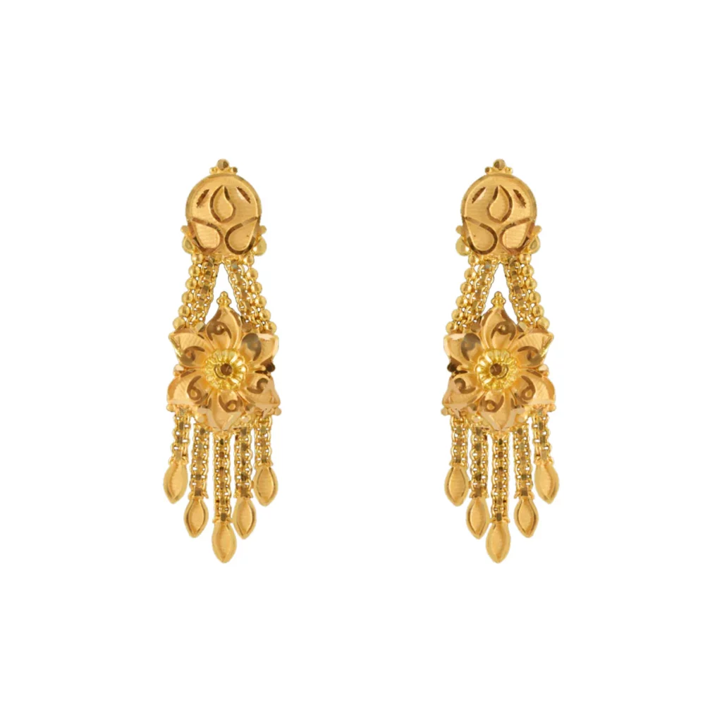Madhudhara Floral Gold Dangler Earrings