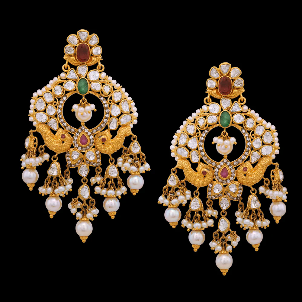 Ruby Emerald Gold Earrings