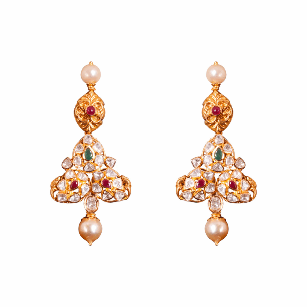 Venuka Pearl Drop Diamond Earrings