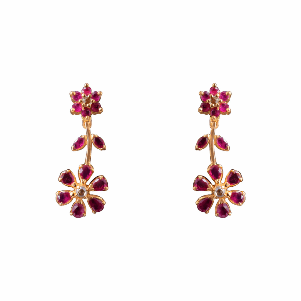 Sanjevani Floral Ruby Earrings