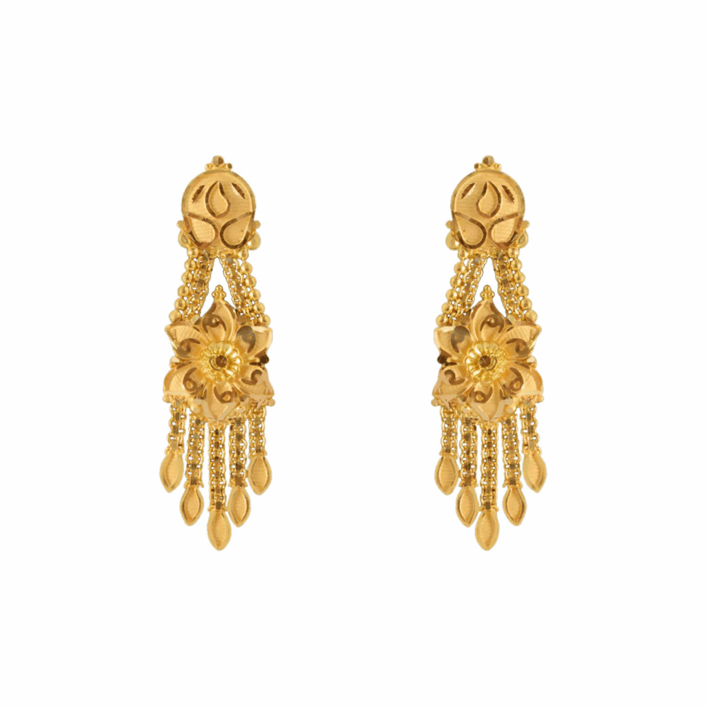 Madhudhara Floral Gold Dangler Earrings